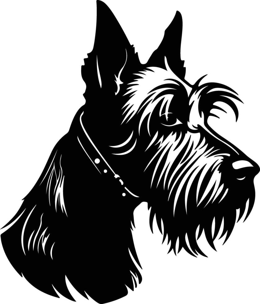 radiant Black silhouette of Scottish terrier head vector