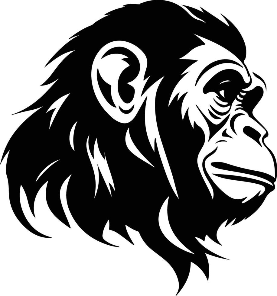 Black silhouette of macaque head vector
