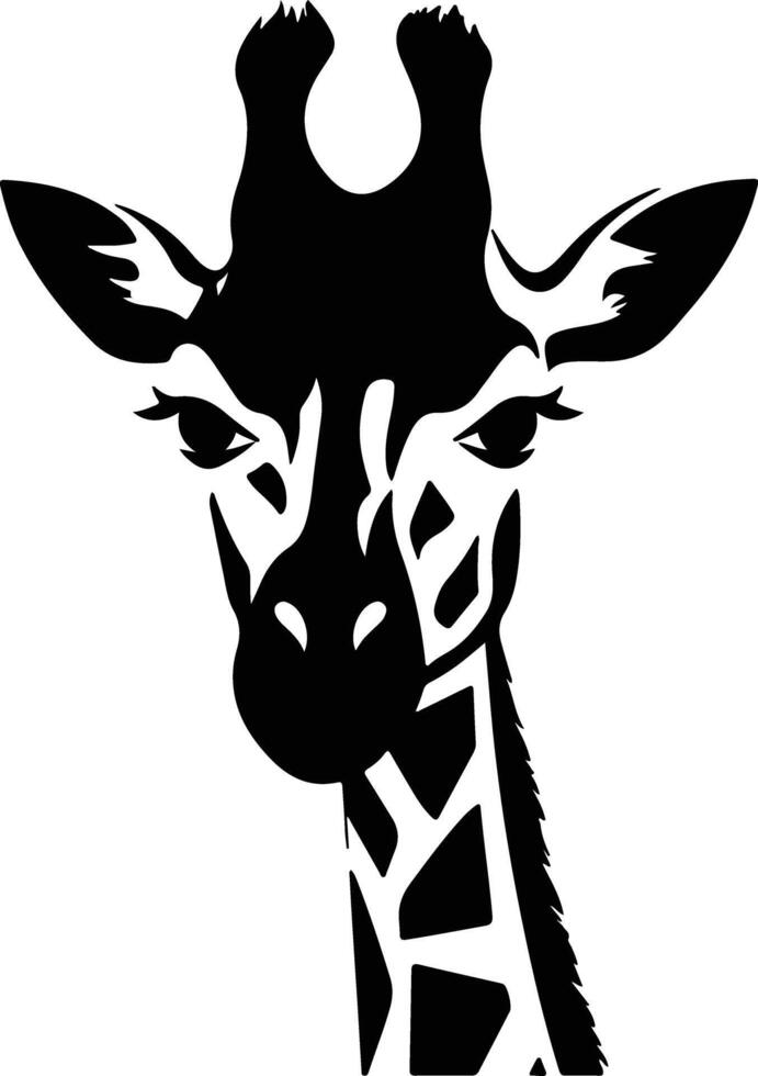winsome Black silhouette of giraffe head vector