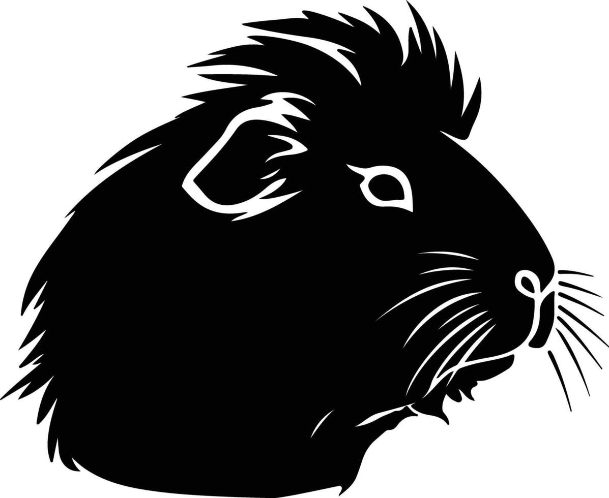 winsome Black silhouette of guinea pig head vector