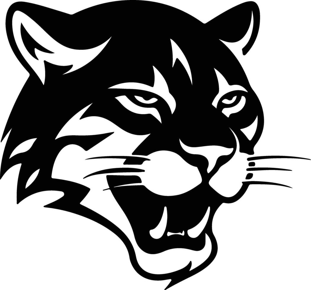 enchanting Black silhouette of cougar head vector