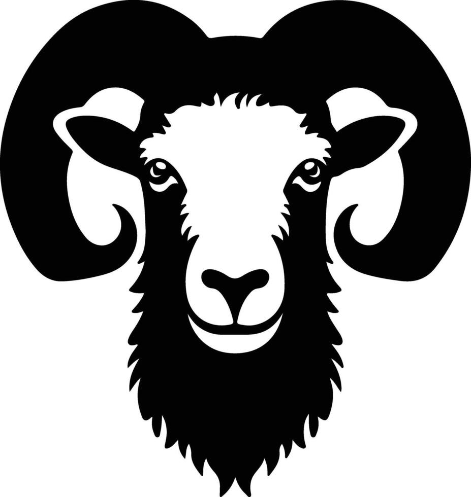 sweet Black silhouette of sheep head vector
