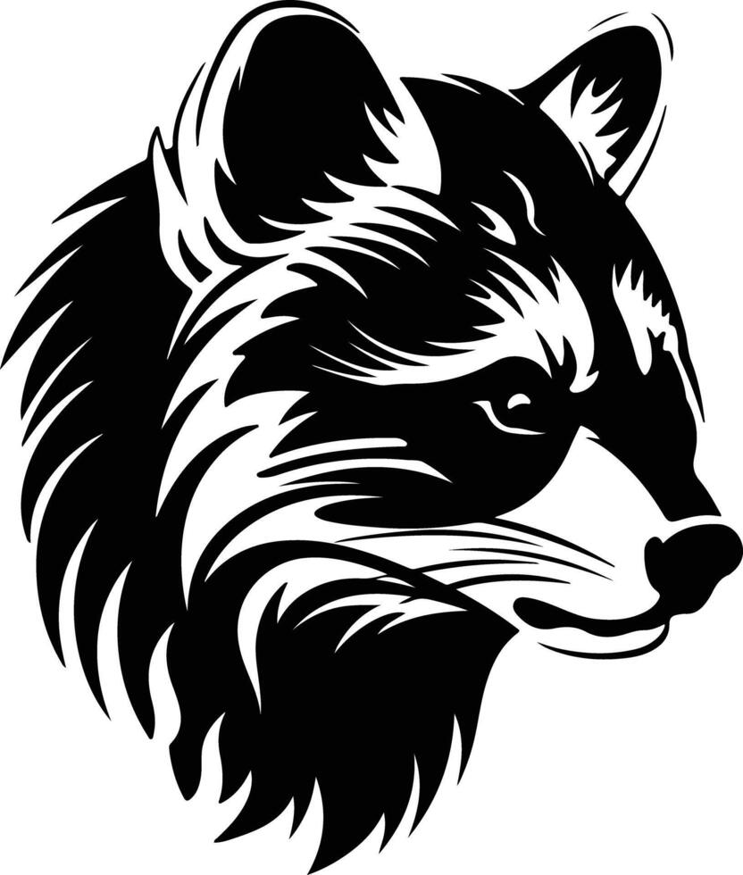winsome Black silhouette of red panda head vector