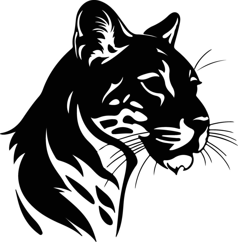 cuddly Black silhouette of wild cat head vector