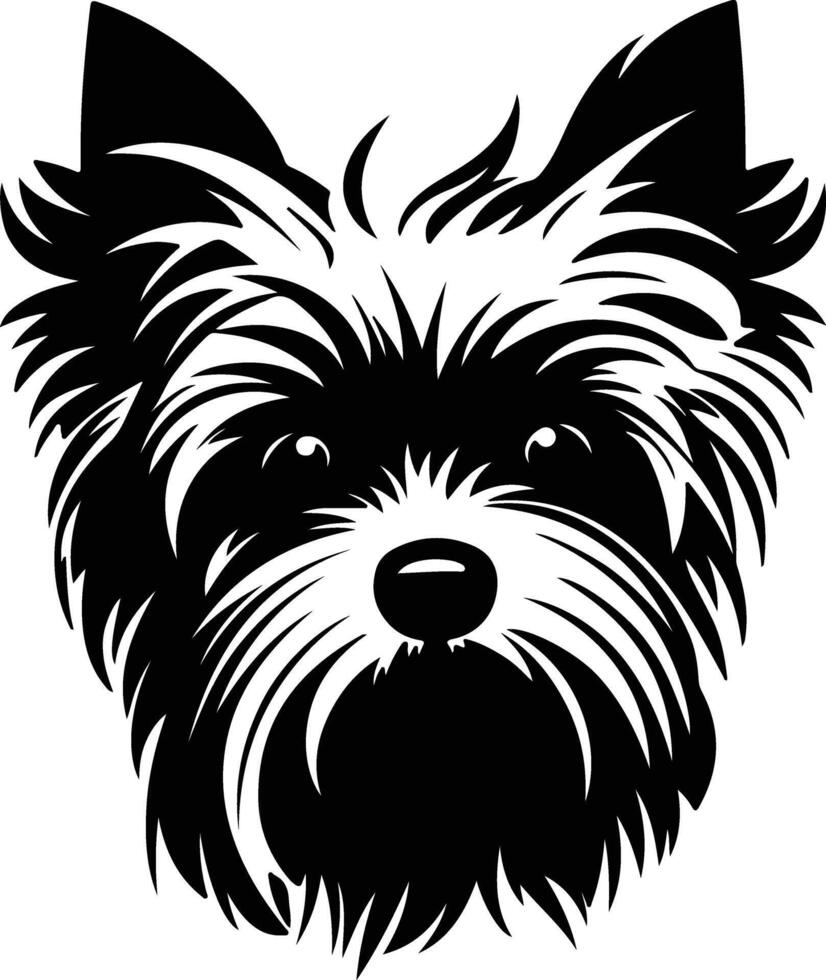 radiant Black silhouette of Yorkshire terrier head vector