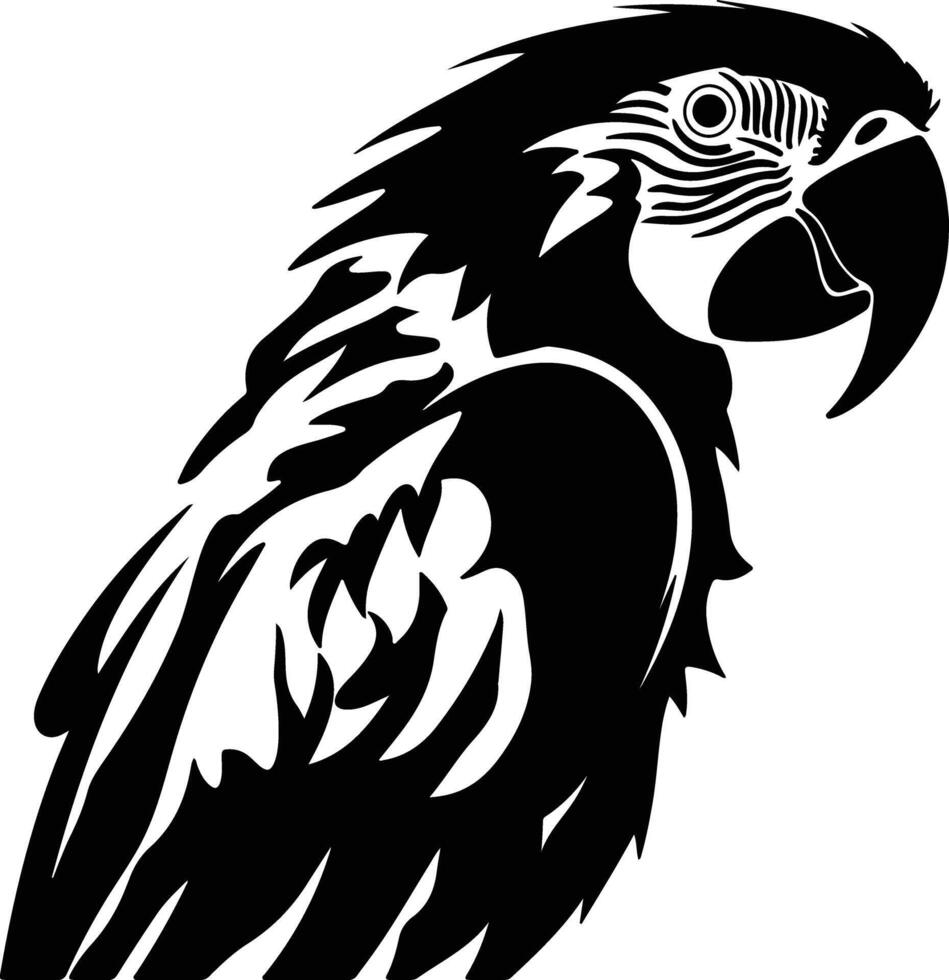 captivating Black silhouette of macaw head vector