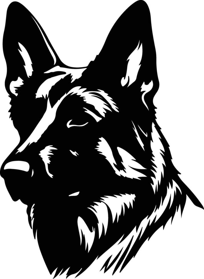 radiant Black silhouette of German shepherd head vector