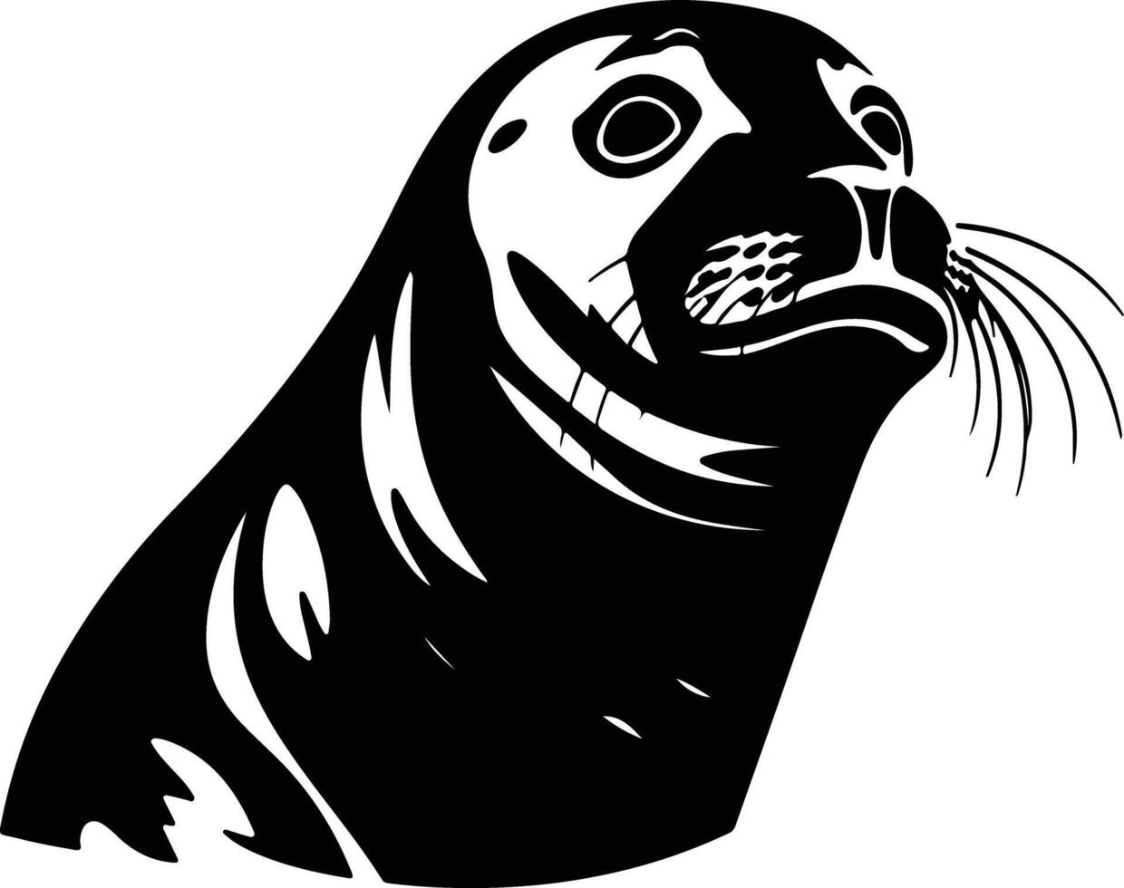 precious Black silhouette of Weddell seal head vector