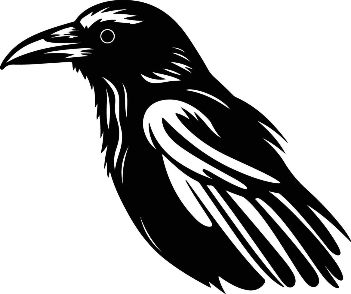 sweet Black silhouette of crow head vector