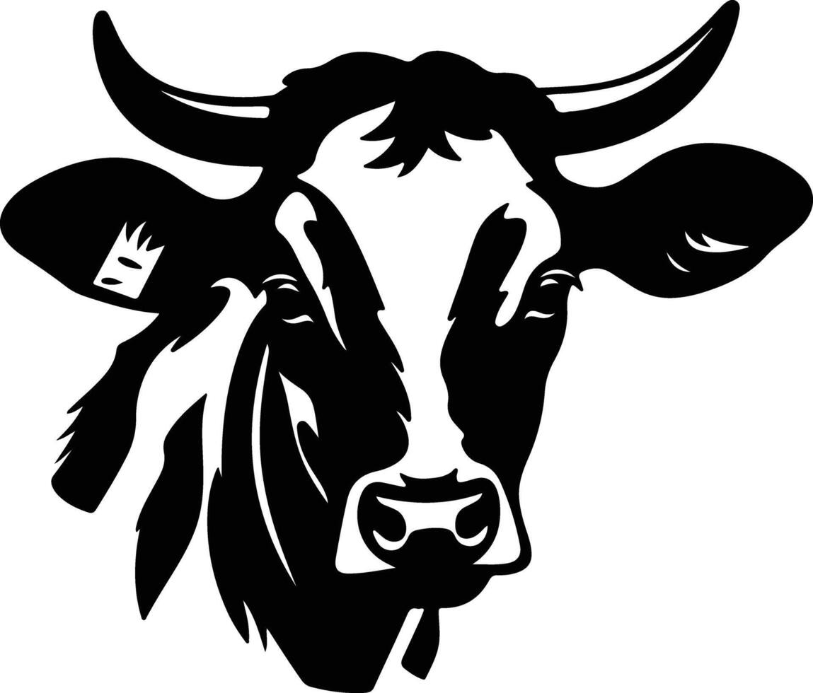 cuddly Black silhouette of cattle head vector