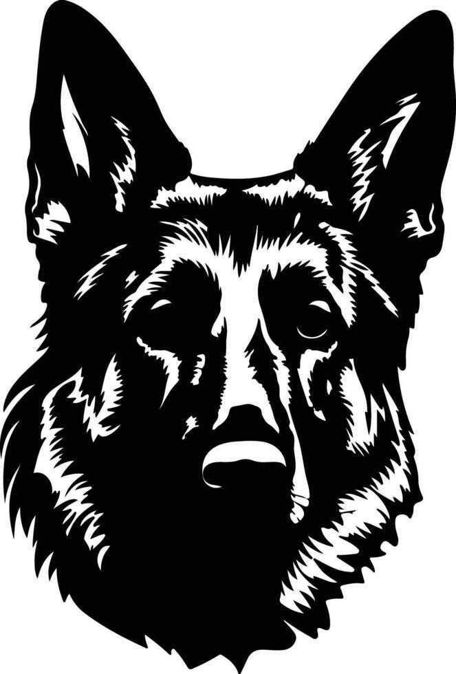 cuddly Black silhouette of German shepherd head vector
