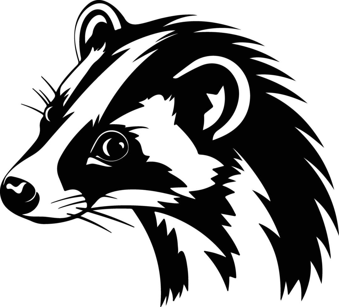 cuddly Black silhouette of coati head vector