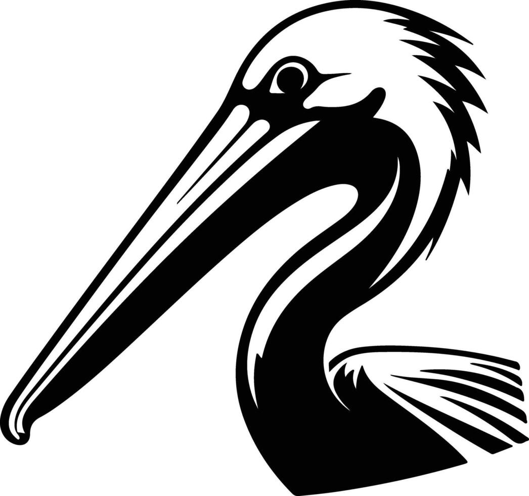 cuddly Black silhouette of pelican head vector