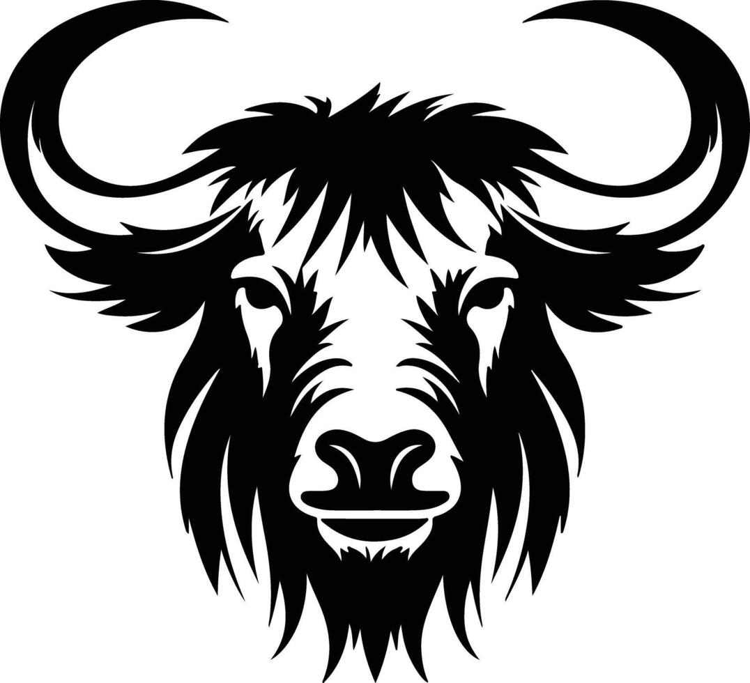 winsome Black silhouette of yak head vector