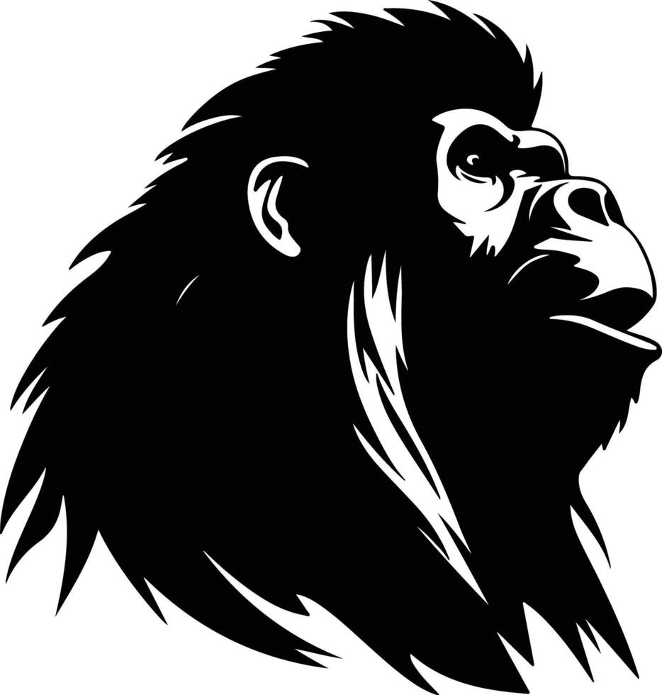 cuddly Black silhouette of howler monkey head vector