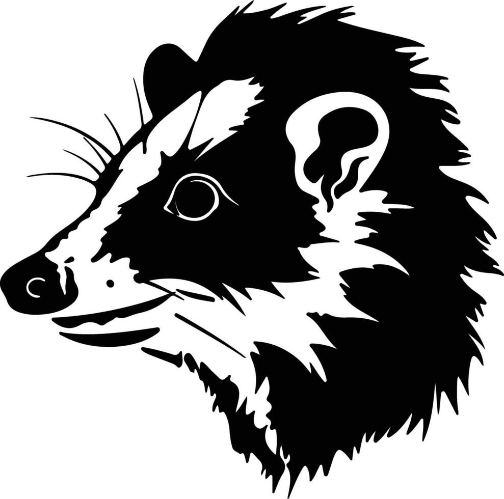 radiant Black silhouette of Virginia opossum head vector
