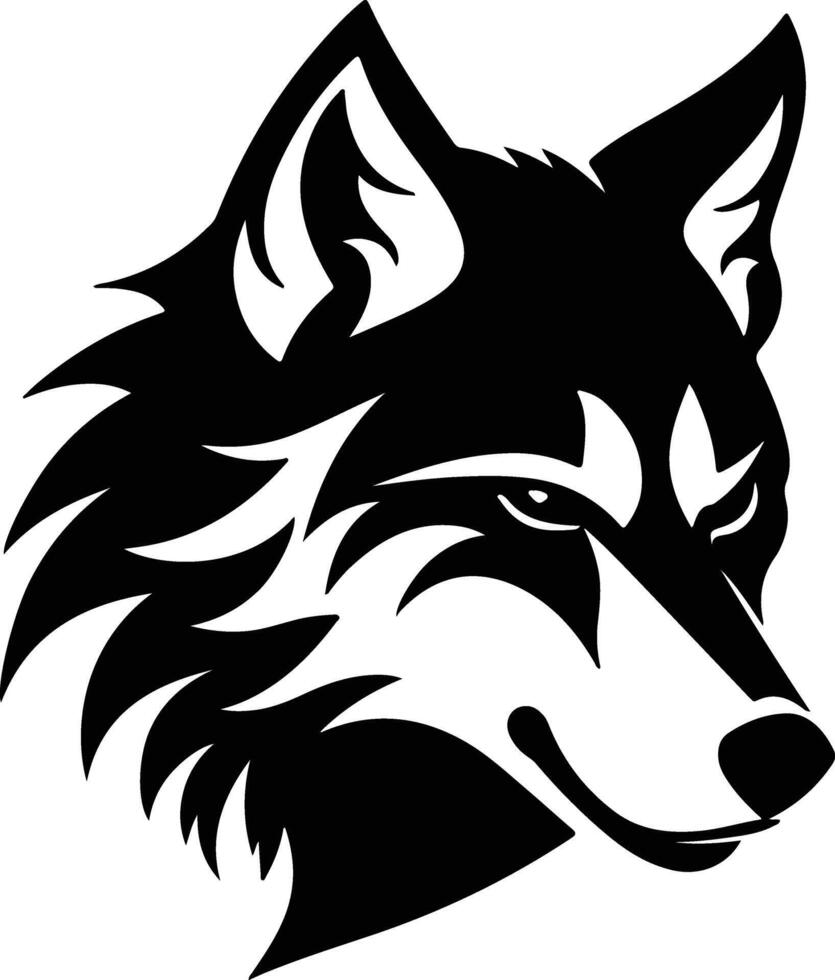 endearing Black silhouette of wolf head vector