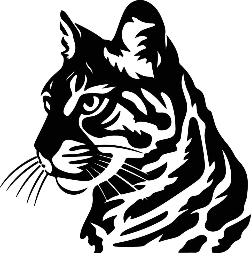 captivating Black silhouette of wild cat head vector