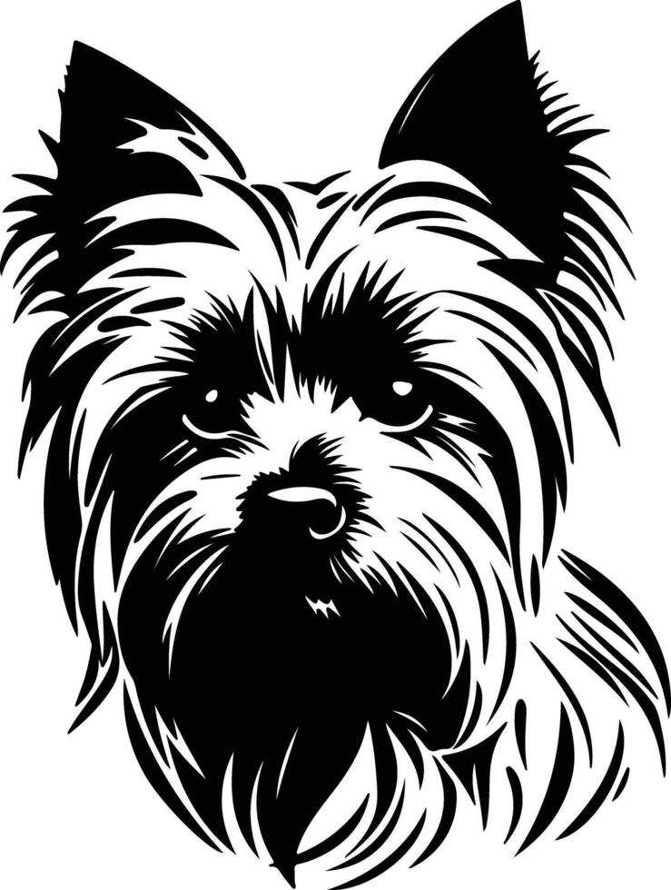 winsome Black silhouette of Yorkshire terrier head vector