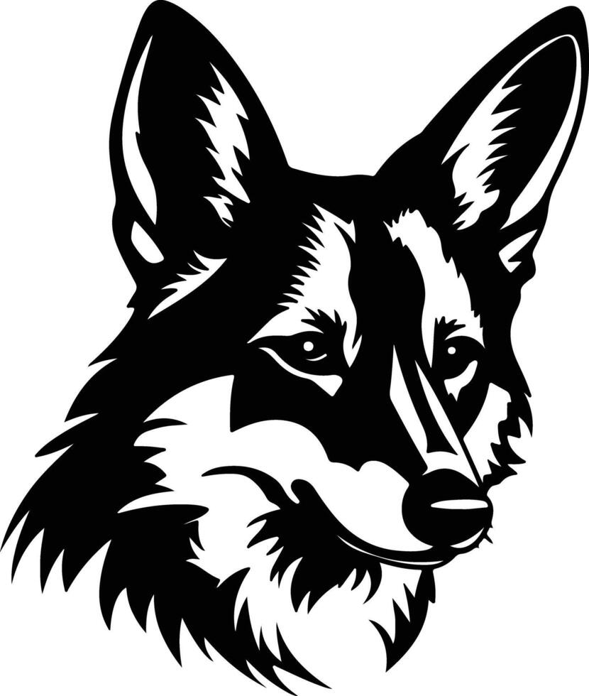 captivating Black silhouette of dingo head vector