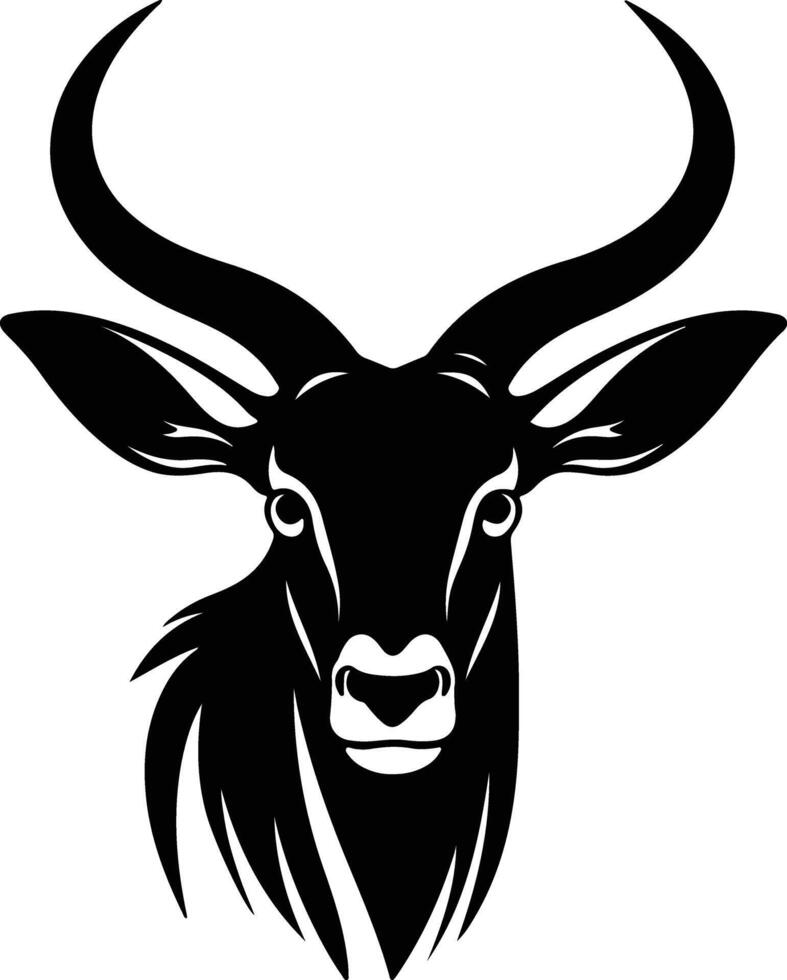graceful Black silhouette of eland head vector