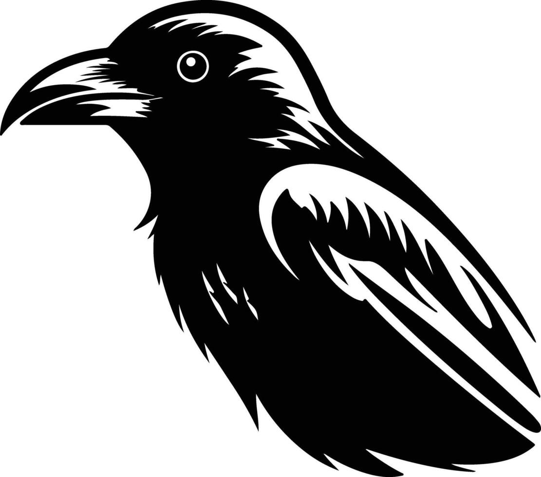 captivating Black silhouette of crow head vector