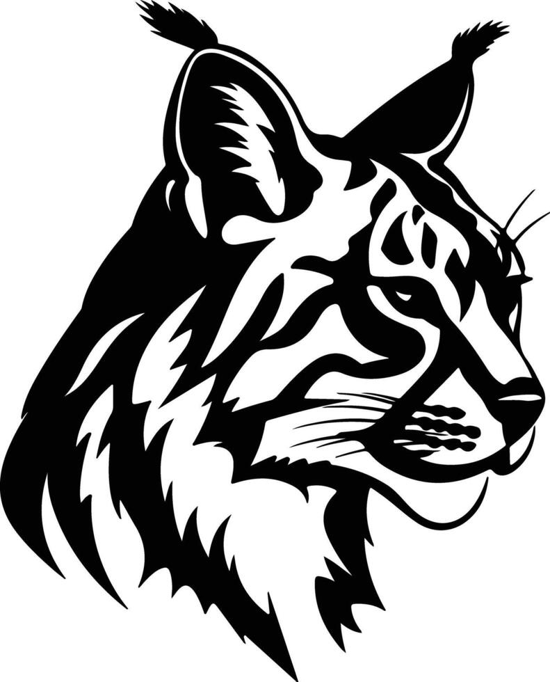 sweet Black silhouette of bobcat head vector