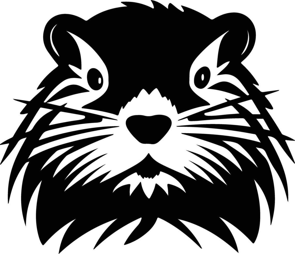 Black silhouette of North American beaver head vector