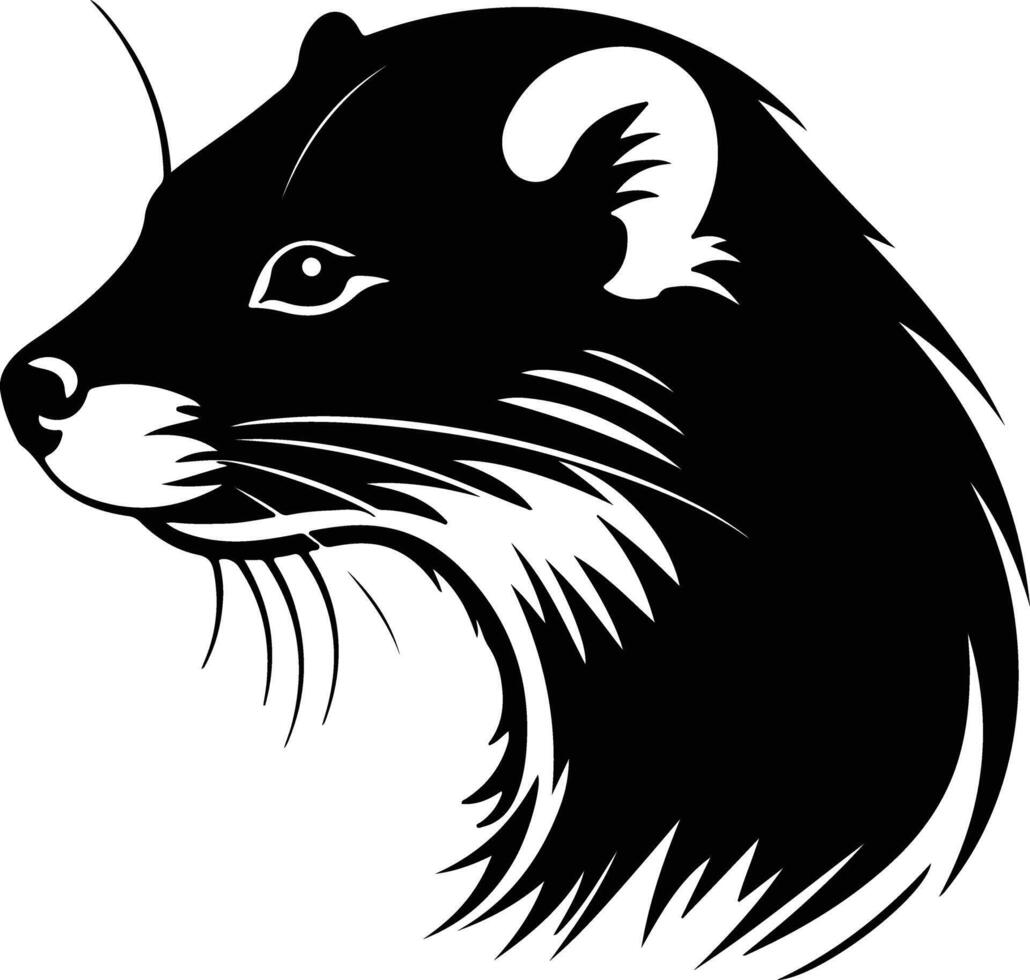 adorable Black silhouette of mink head vector