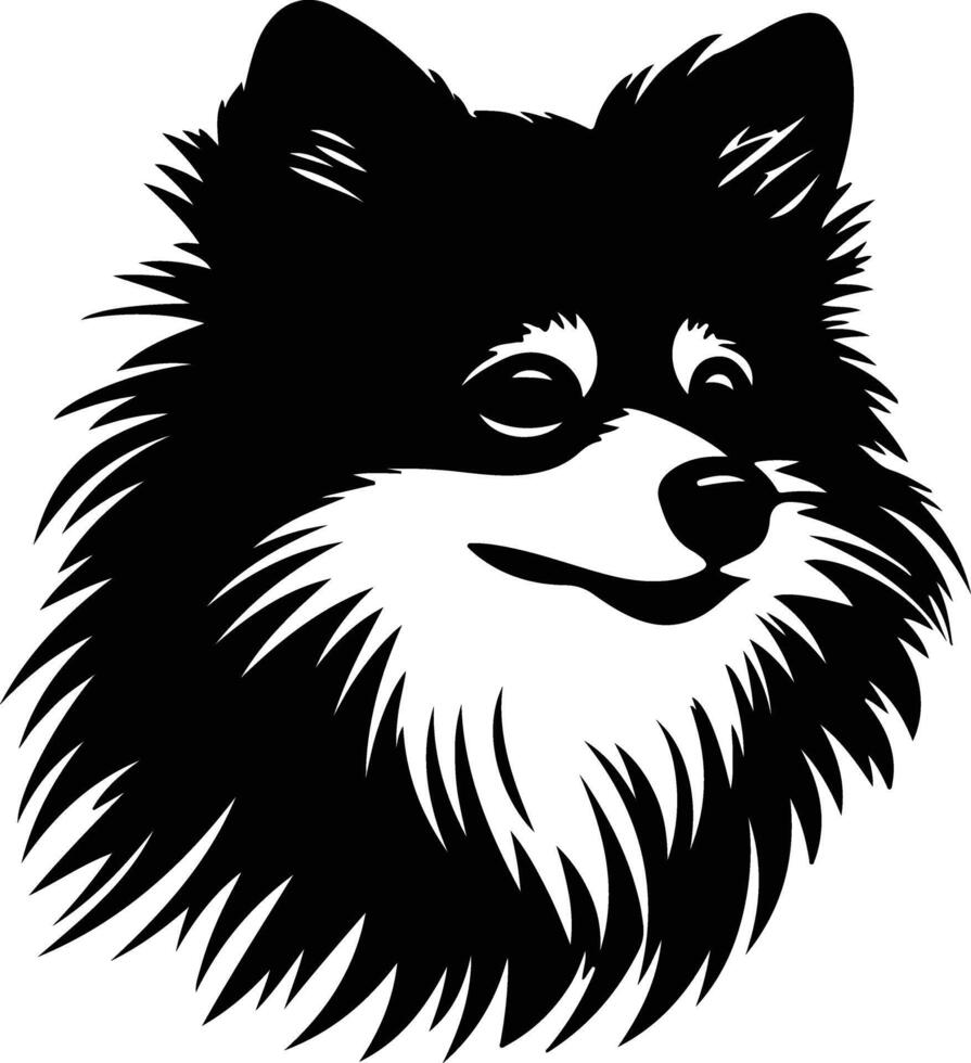 Black silhouette of pomeranian head vector