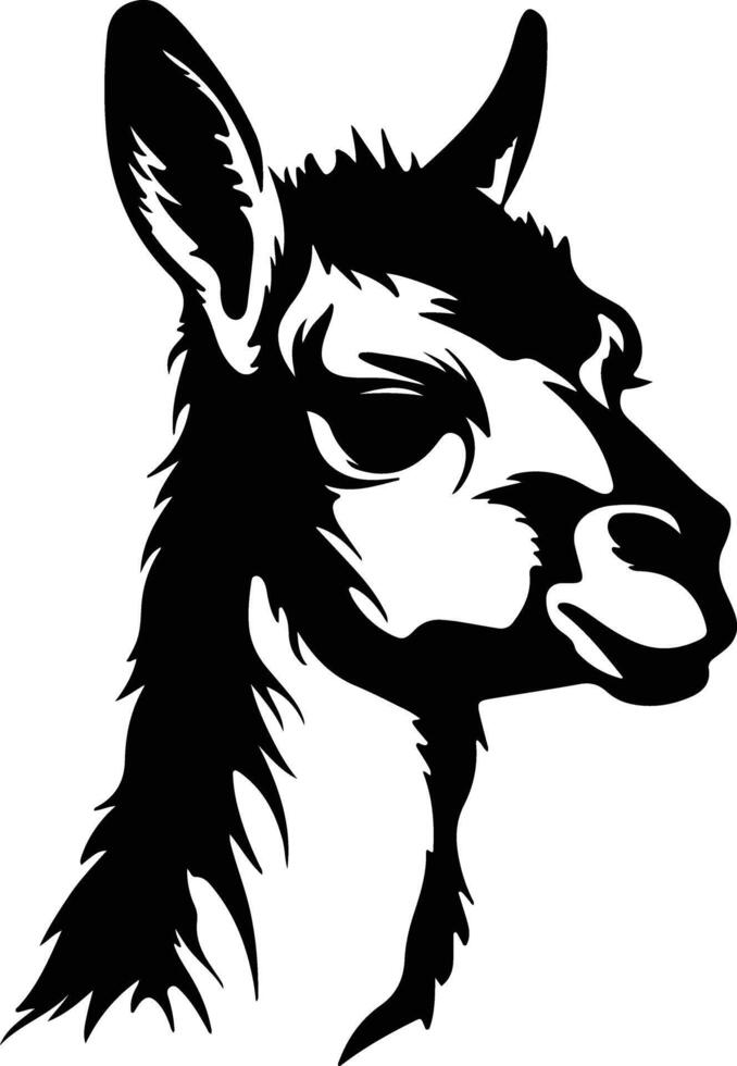 sweet Black silhouette of llama head vector