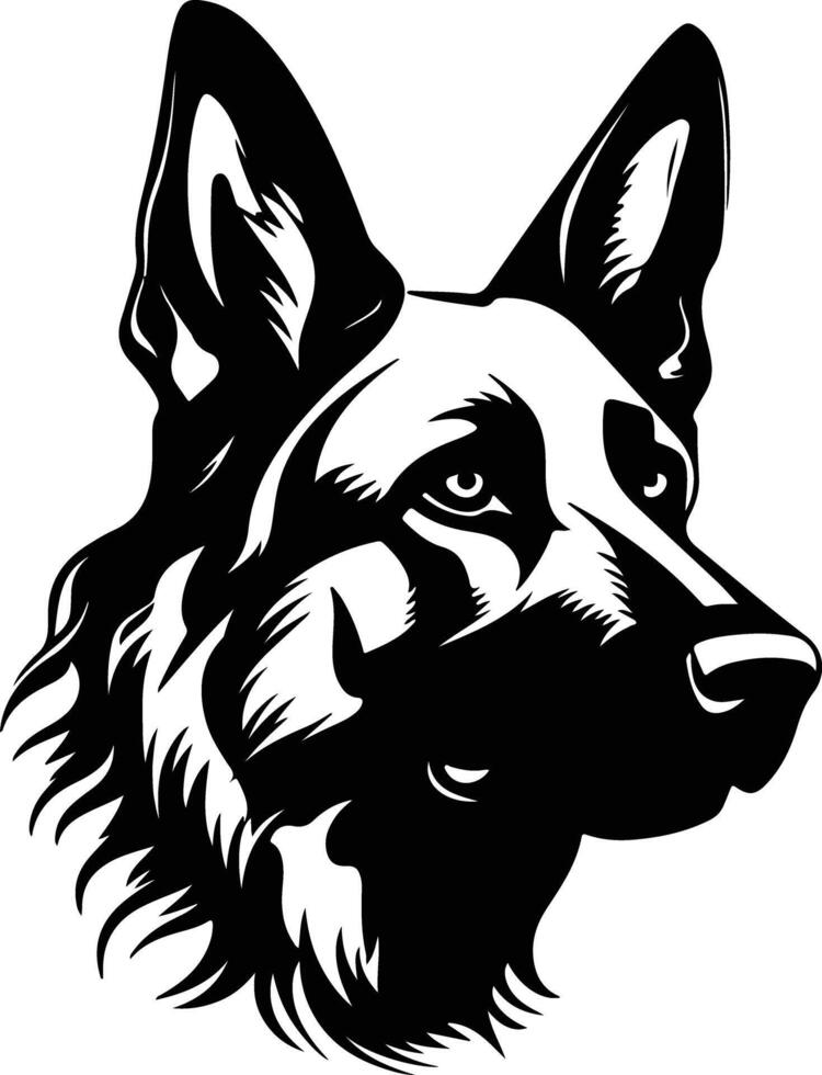heavenly Black silhouette of German shepherd head vector