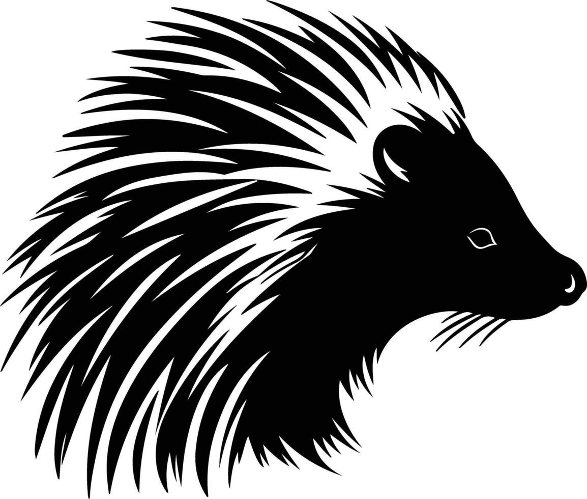 lovely Black silhouette of North American porcupine head vector