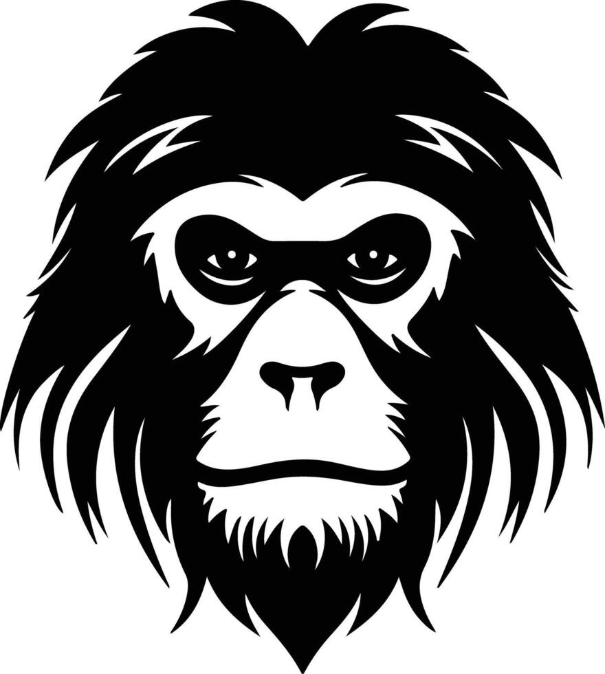 Black silhouette of gibbon head vector