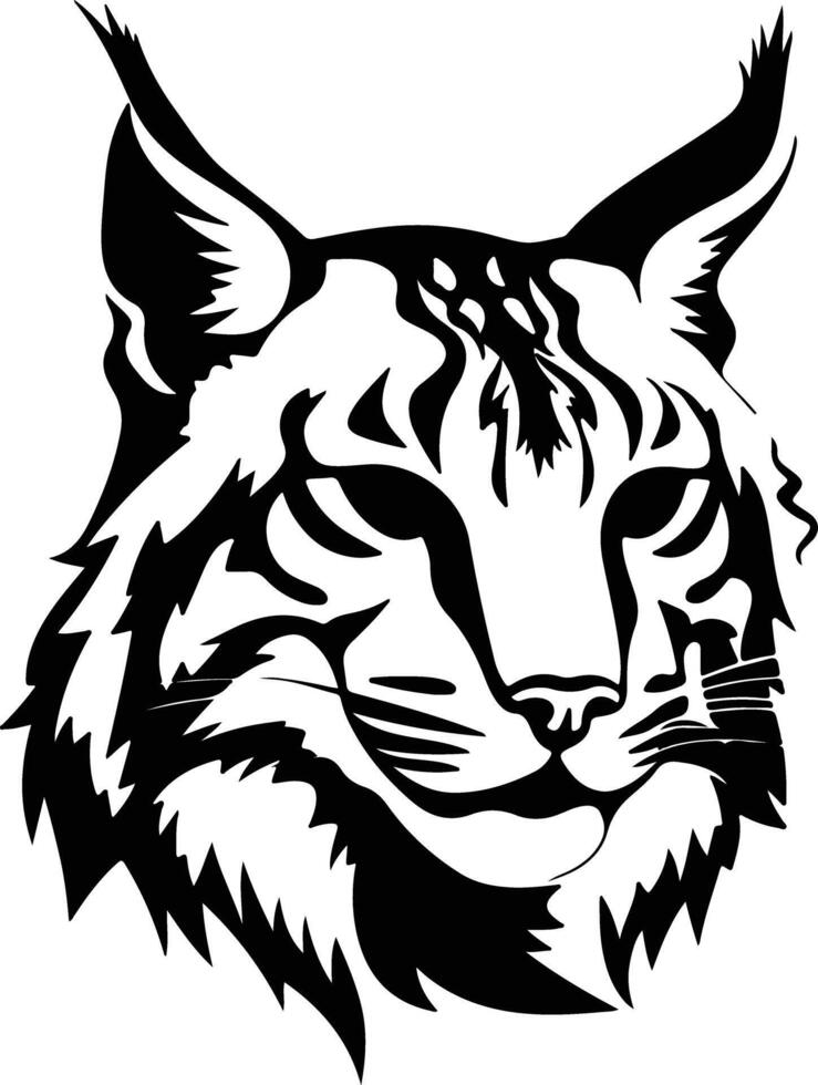 adorable Black silhouette of bobcat head vector
