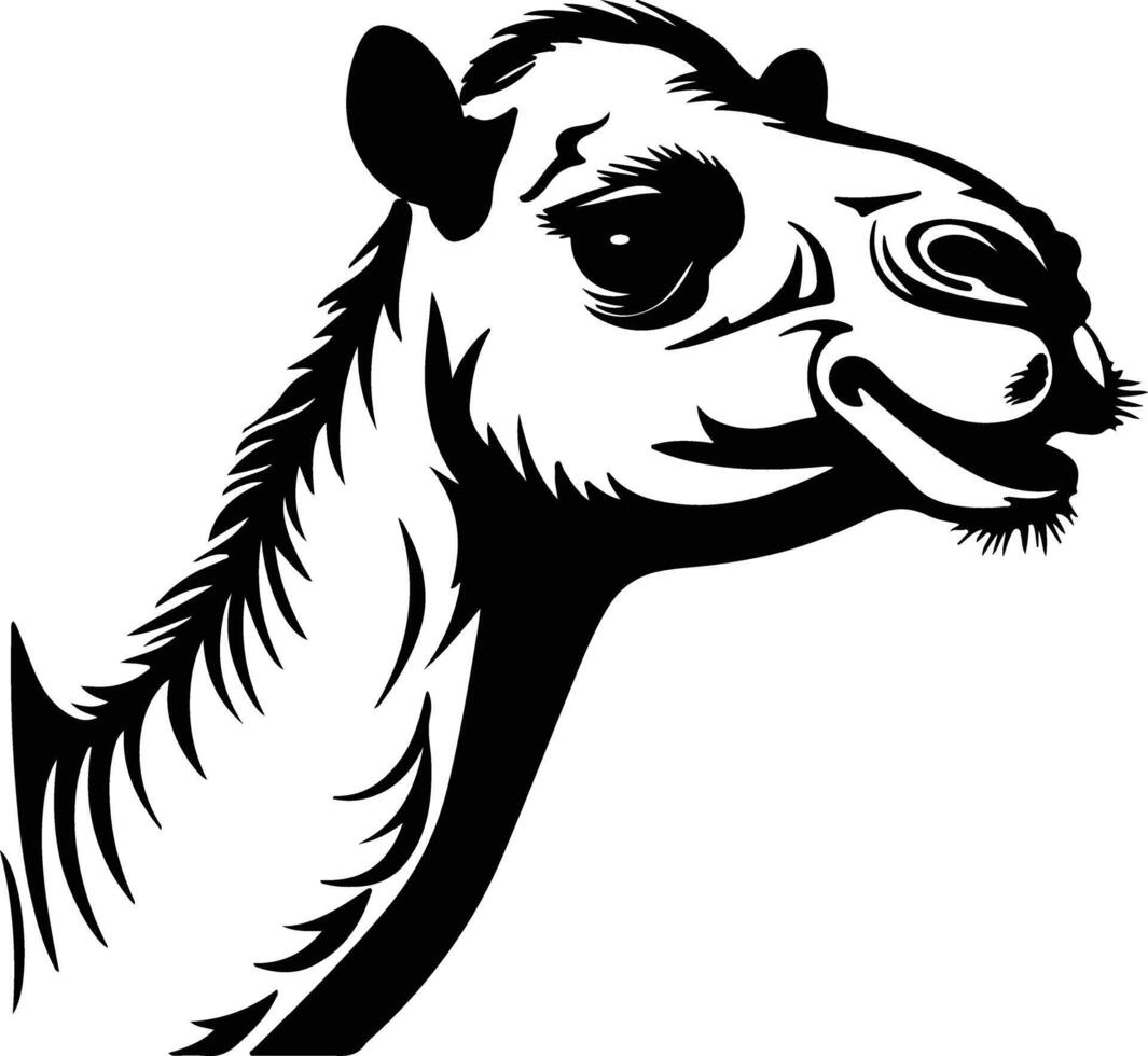 winsome Black silhouette of camel head vector