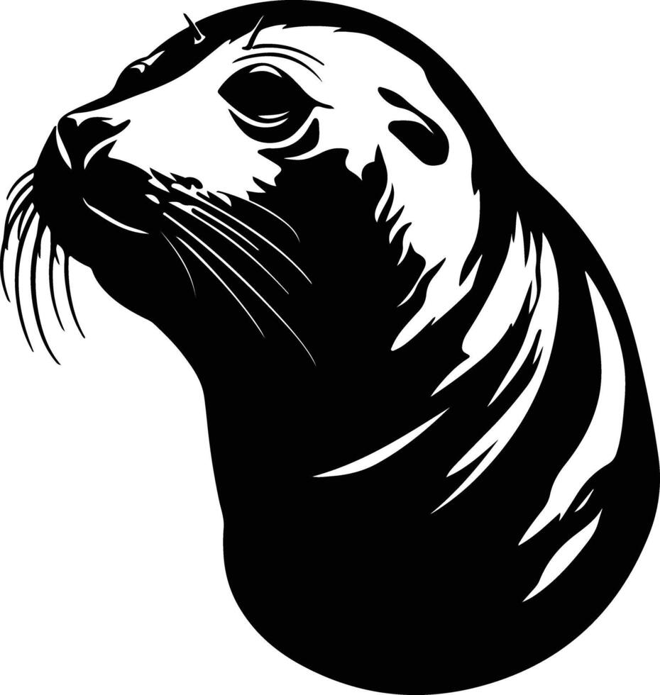 charming Black silhouette of Weddell seal head vector