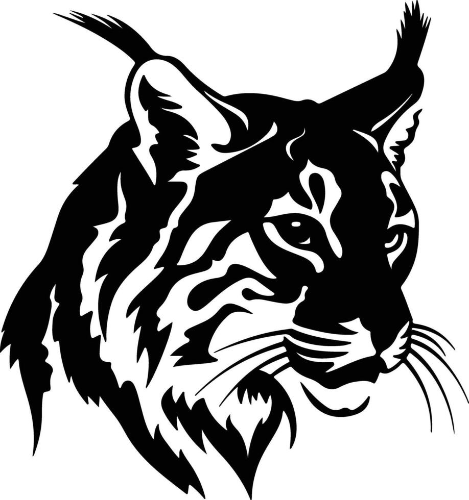 lovely Black silhouette of bobcat head vector