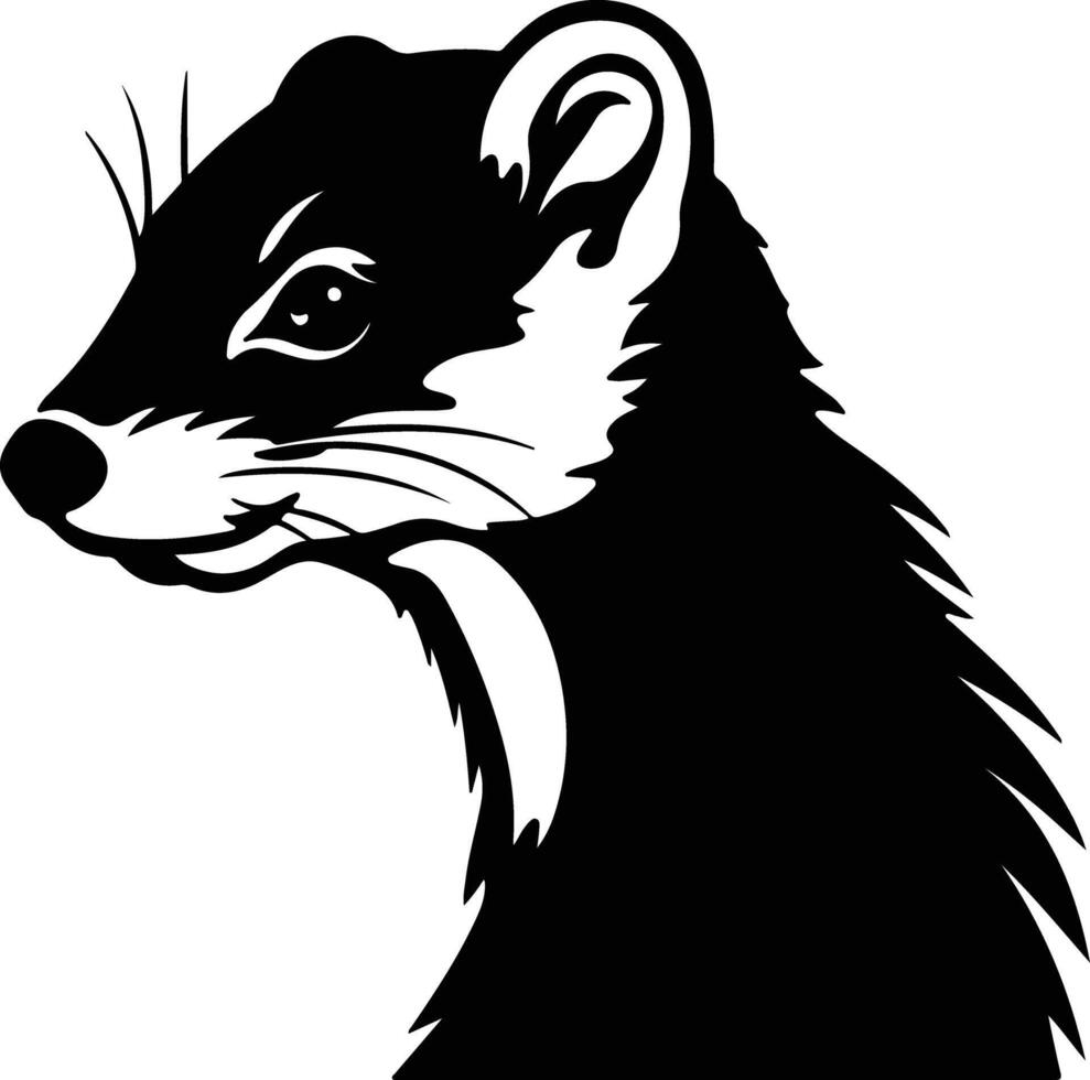 radiant Black silhouette of weasel head vector