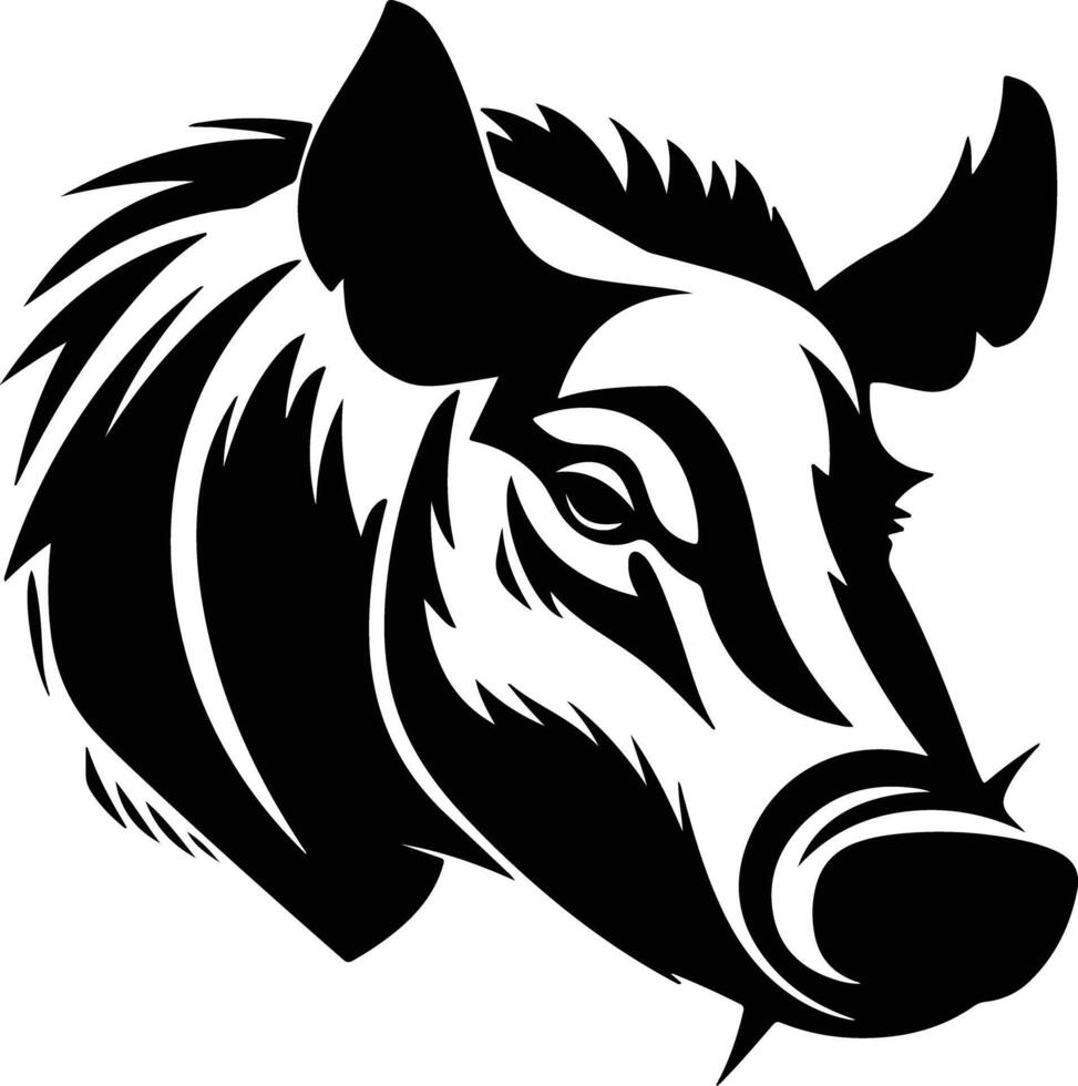 charming Black silhouette of warthog head vector