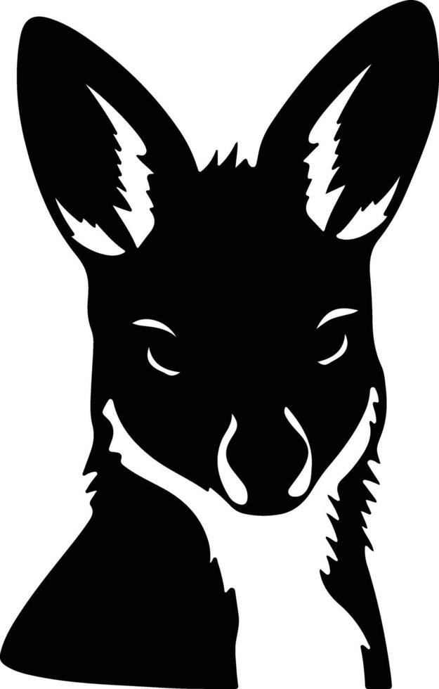 winsome Black silhouette of wallaby head vector