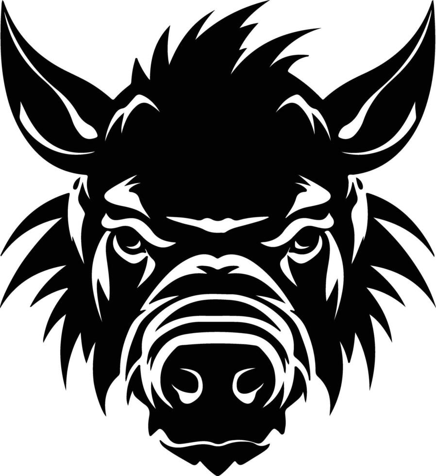 endearing Black silhouette of warthog head vector
