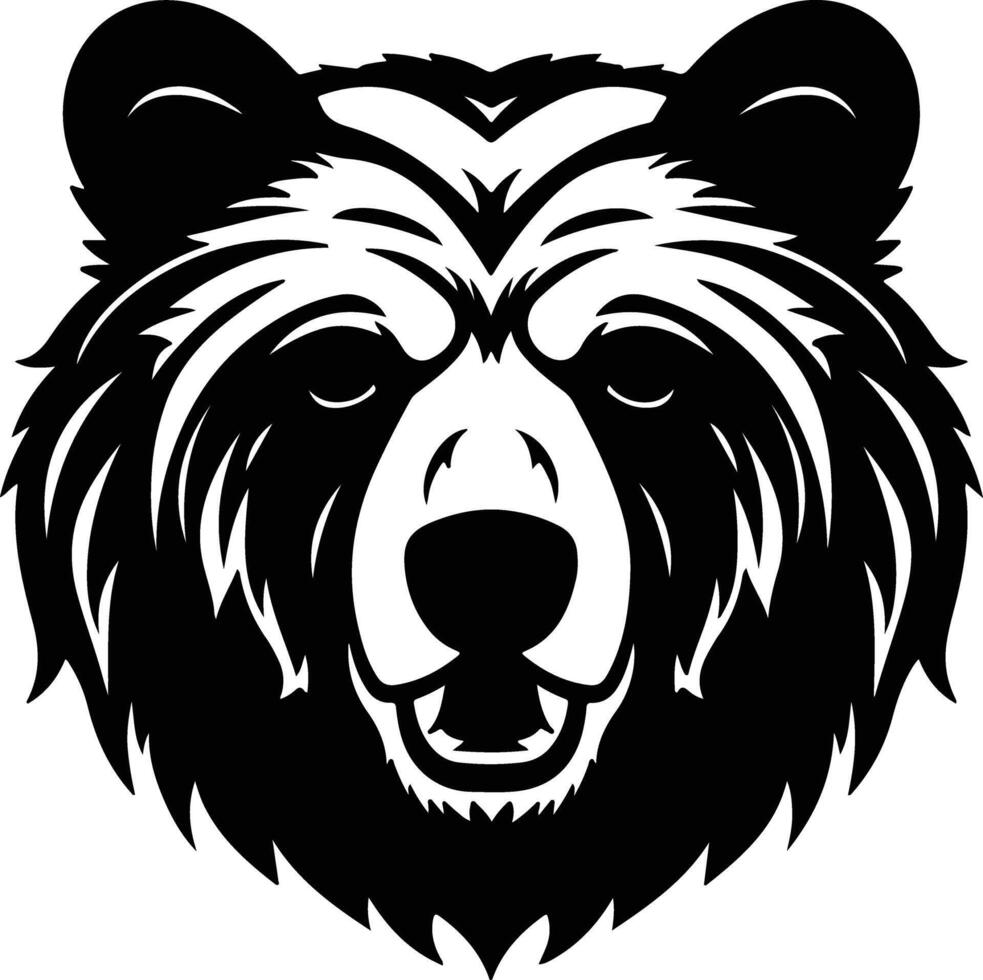 endearing Black silhouette of brown bear head vector