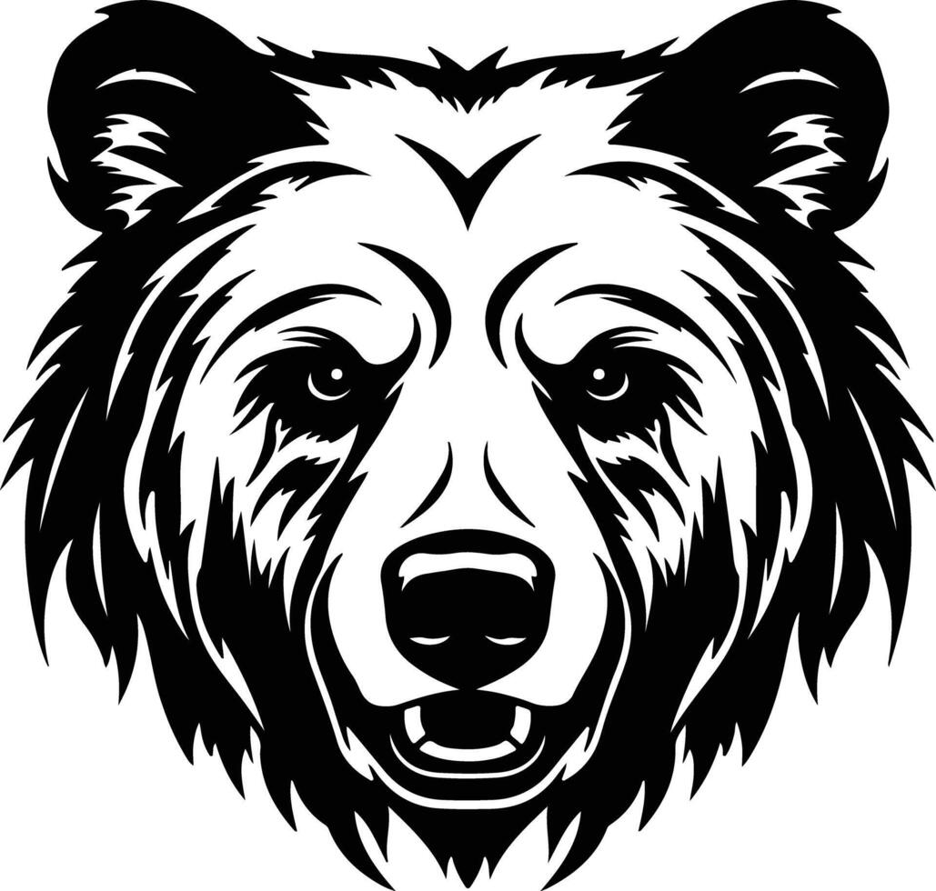 angelic Black silhouette of brown bear head vector