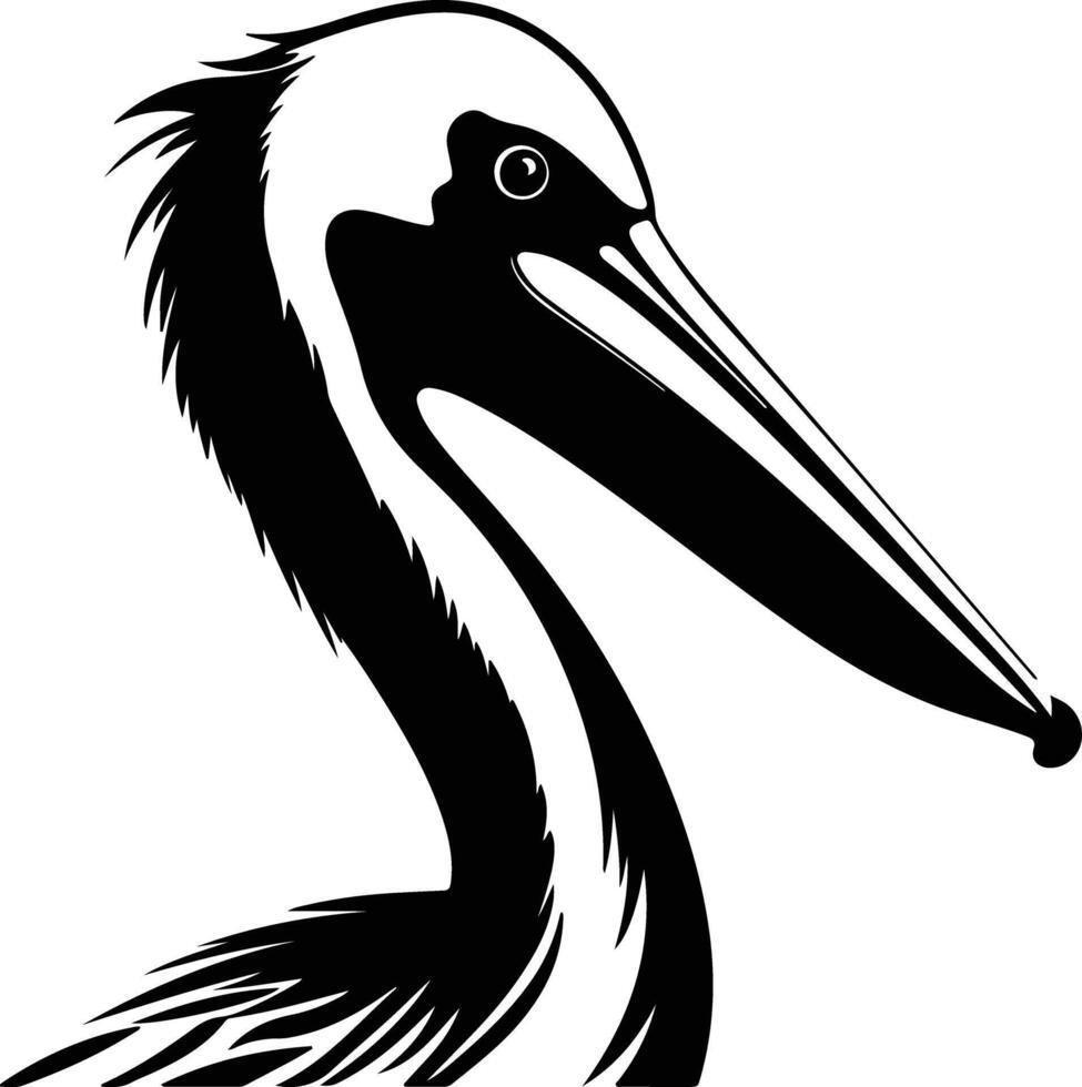 precious Black silhouette of brown pelican head vector