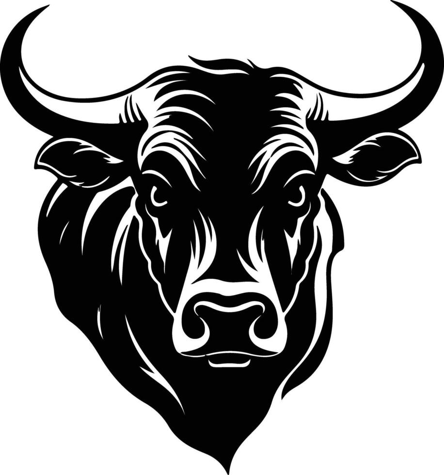 heartwarming Black silhouette of bull head vector