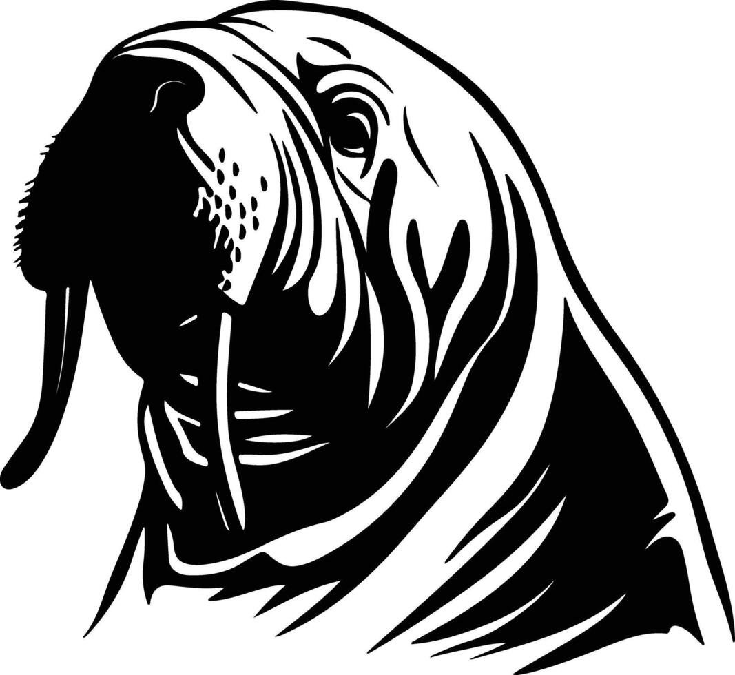 angelic Black silhouette of walrus head vector