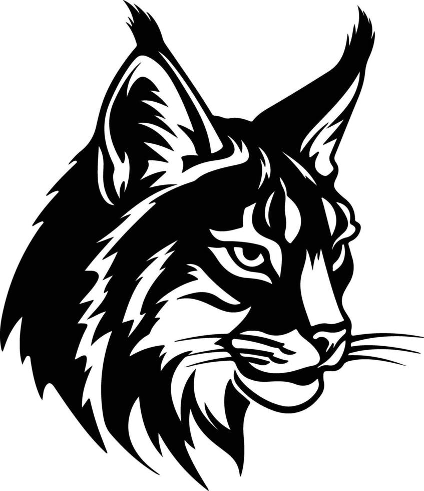 endearing Black silhouette of bobcat head vector
