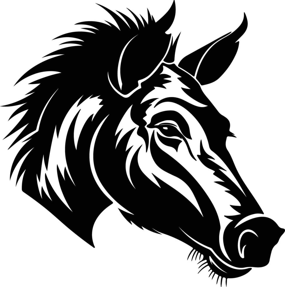 precious Black silhouette of warthog head vector