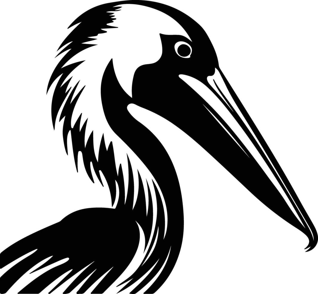 radiant Black silhouette of brown pelican head vector